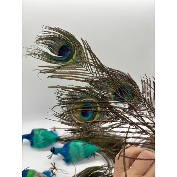 4 vintage Christmas peacocks ornaments holidays festive old fashion - Picture 4 of 7